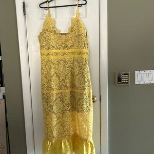 FOXIEDOX MAJORIE YELLOW LACE DRESS SIZE XL